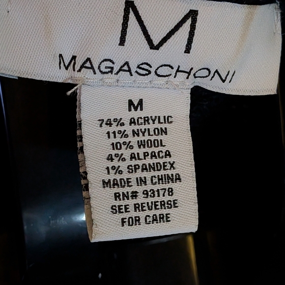 Magaschoni Black Light Gray Striped Alpaca Wool Blend Knit Sweater Cozy Soft Med - Picture 13 of 13
